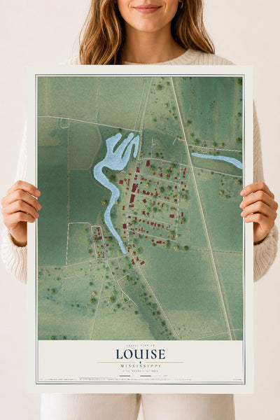 Map of Louise, Mississippi, 18 x 24 inch unframed archival matte print
