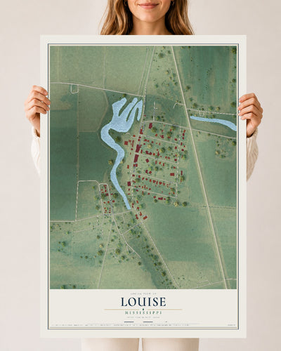 Map of Louise, Mississippi, 24 x 36 inch unframed archival matte print