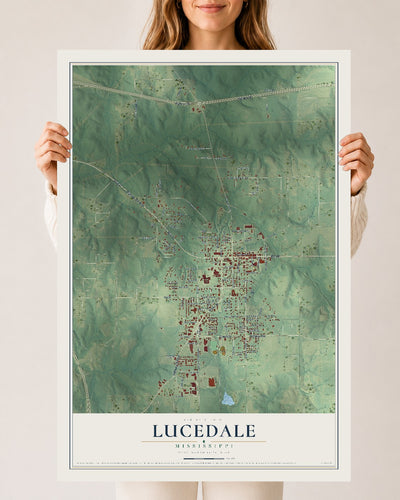 Map of Lucedale, Mississippi, 24 x 36 inch unframed archival matte print