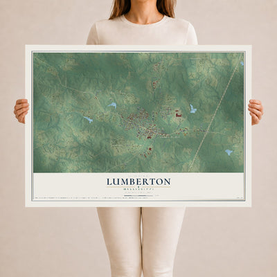 Map of Lumberton, Mississippi, 24 x 36 inch unframed archival matte print