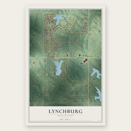 Lynchburg, Mississippi map print, the full design