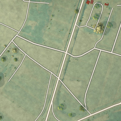 Second close-up of the map of Lyon, Mississippi print showing more streets and buildings