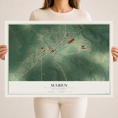 Map of Maben, Mississippi, 18 x 24 inch unframed archival matte print