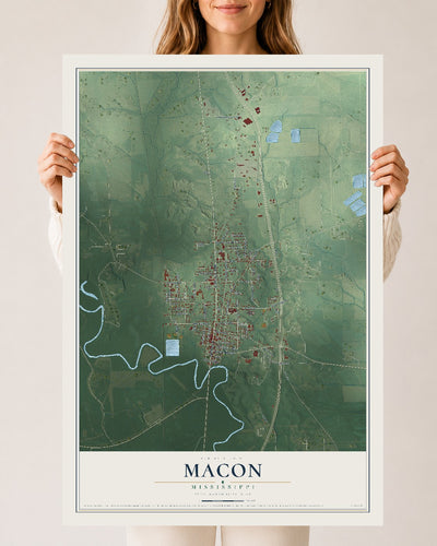 Map of Macon, Mississippi, 24 x 36 inch unframed archival matte print