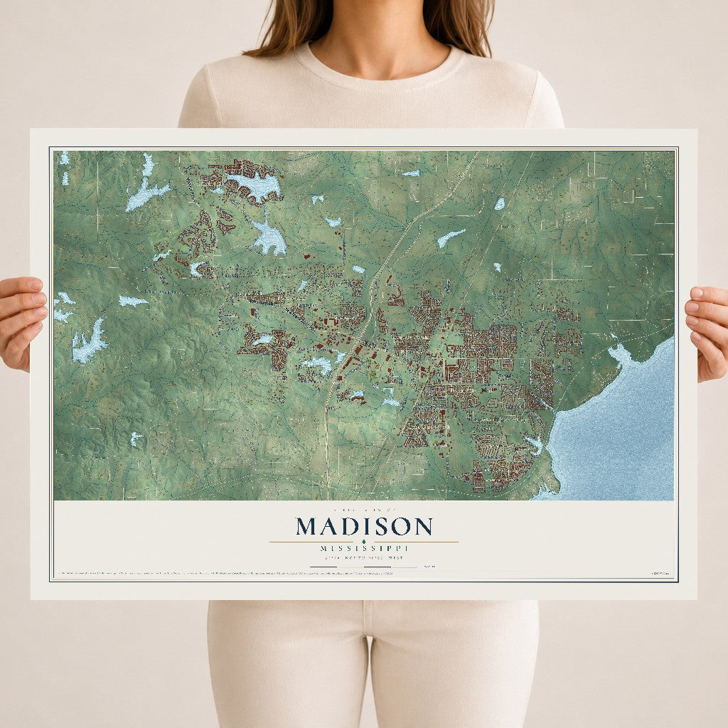 Map of Madison, Mississippi, 18 x 24 inch unframed archival matte print