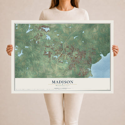 Map of Madison, Mississippi, 24 x 36 inch unframed archival matte print
