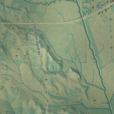 Second close-up of the map of Mantachie, Mississippi print showing more streets and buildings