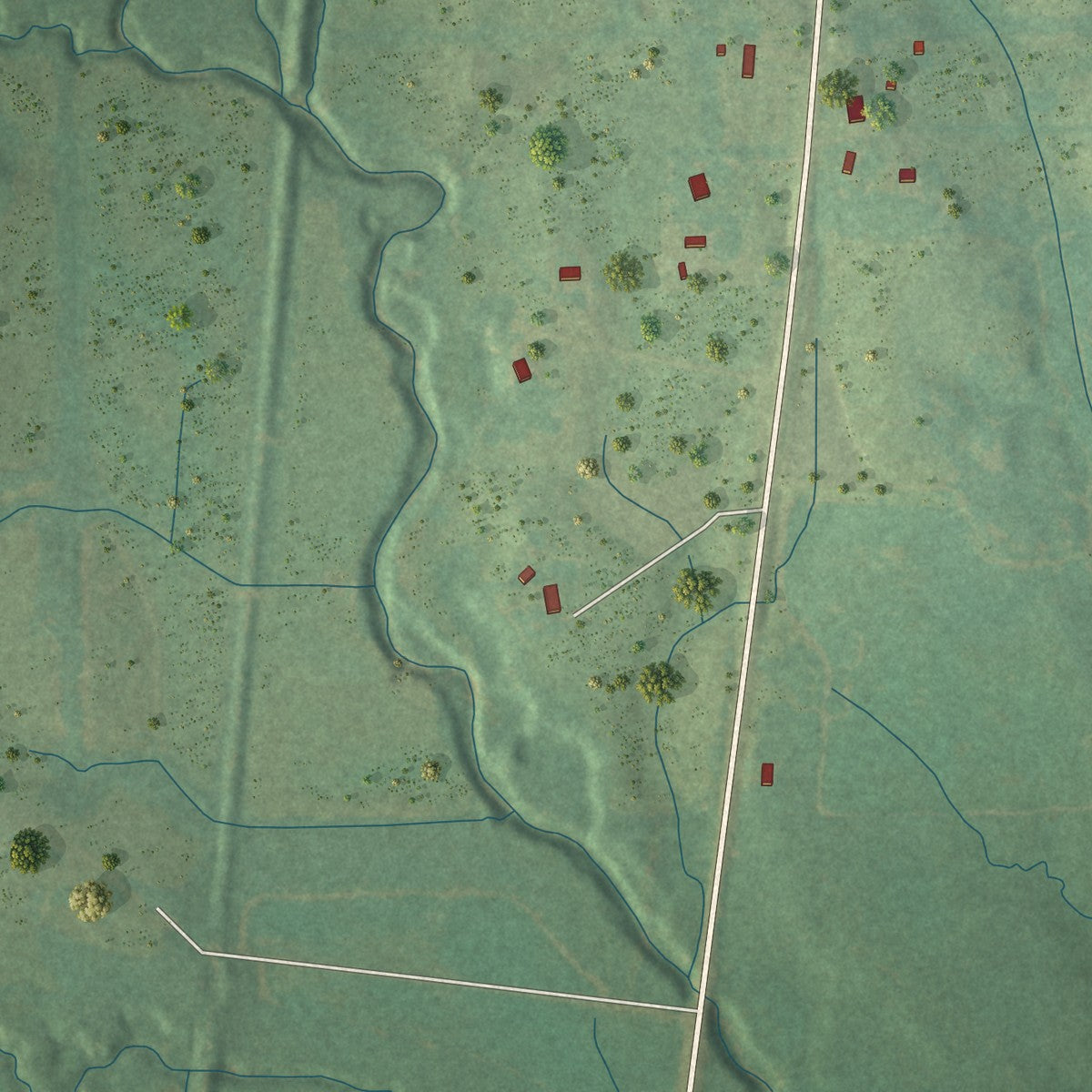 Second close-up of the map of Mantee, Mississippi print showing more streets and buildings