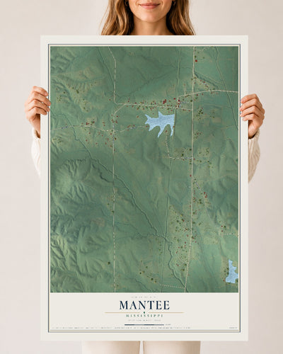 Map of Mantee, Mississippi, 24 x 36 inch unframed archival matte print