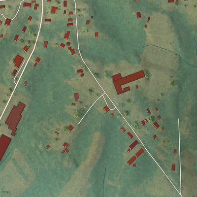 Second close-up of the map of Marietta, Mississippi print showing more streets and buildings