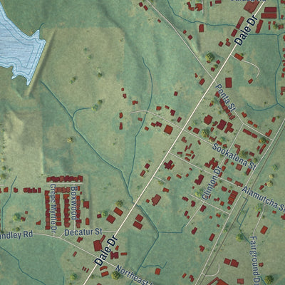 Close-up of the map of Marion, Mississippi print showing street and building detail