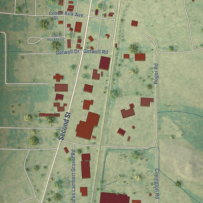 Second close-up of the map of Marks, Mississippi print showing more streets and buildings