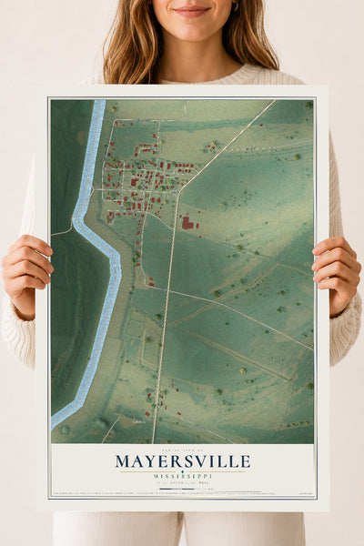 Map of Mayersville, Mississippi, 18 x 24 inch unframed archival matte print