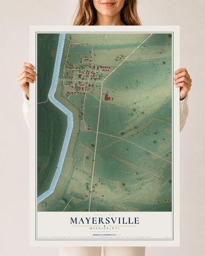 Map of Mayersville, Mississippi, 24 x 36 inch unframed archival matte print