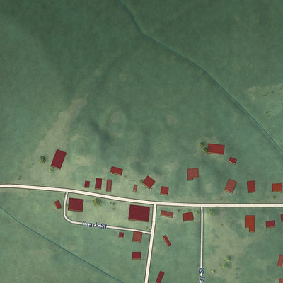 Second close-up of the map of McCool, Mississippi print showing more streets and buildings