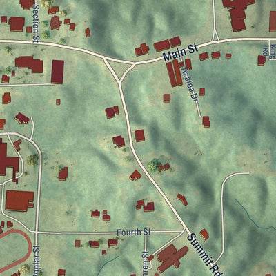 Second close-up of the map of Meadville, Mississippi print showing more streets and buildings