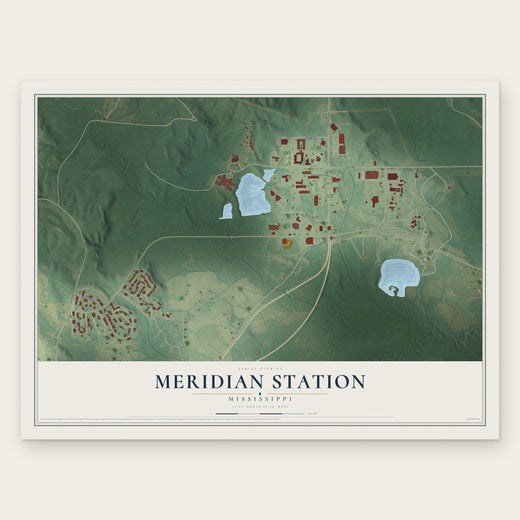 Meridian Station, Mississippi map print, the full design