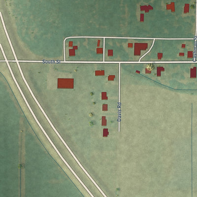 Second close-up of the map of Merigold, Mississippi print showing more streets and buildings