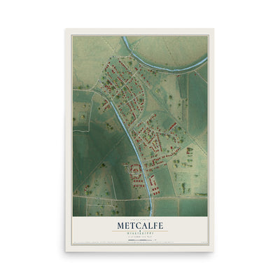 Map of Metcalfe, Mississippi, 12 x 18 inch unframed archival matte print