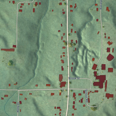 Close-up of the map of Mize, Mississippi print showing street and building detail