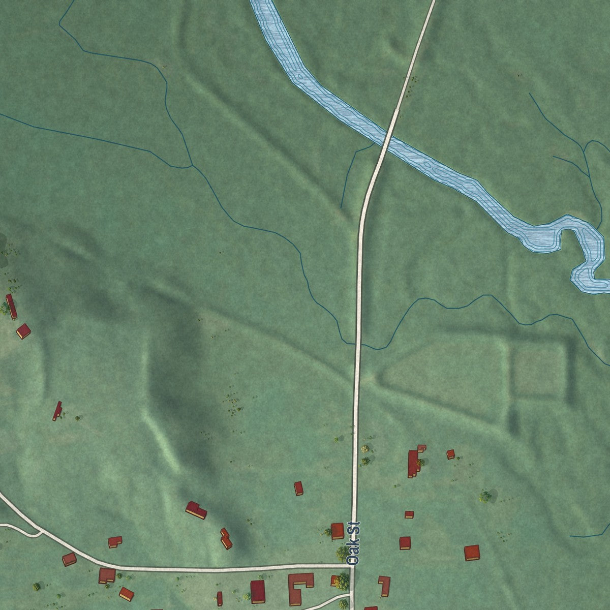 Second close-up of the map of Mize, Mississippi print showing more streets and buildings