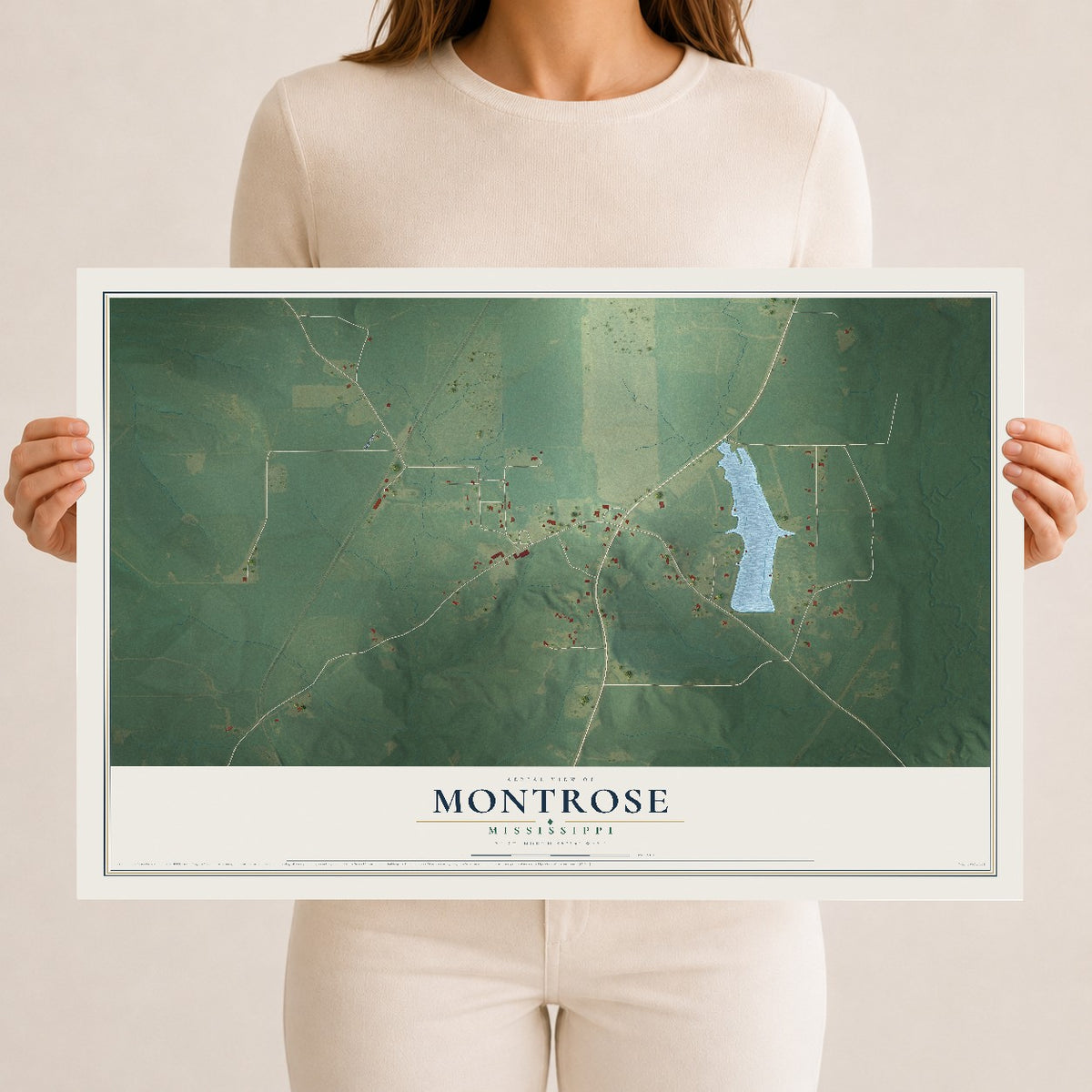 Map of Montrose, Mississippi, 12 x 18 inch unframed archival matte print