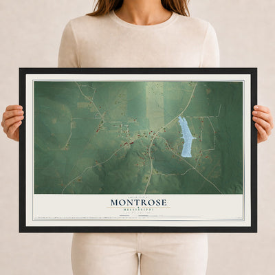 Map of Montrose, Mississippi, 12 x 18 inch print in a black wood frame