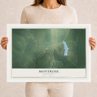 Map of Montrose, Mississippi, 12 x 18 inch print in a white wood frame