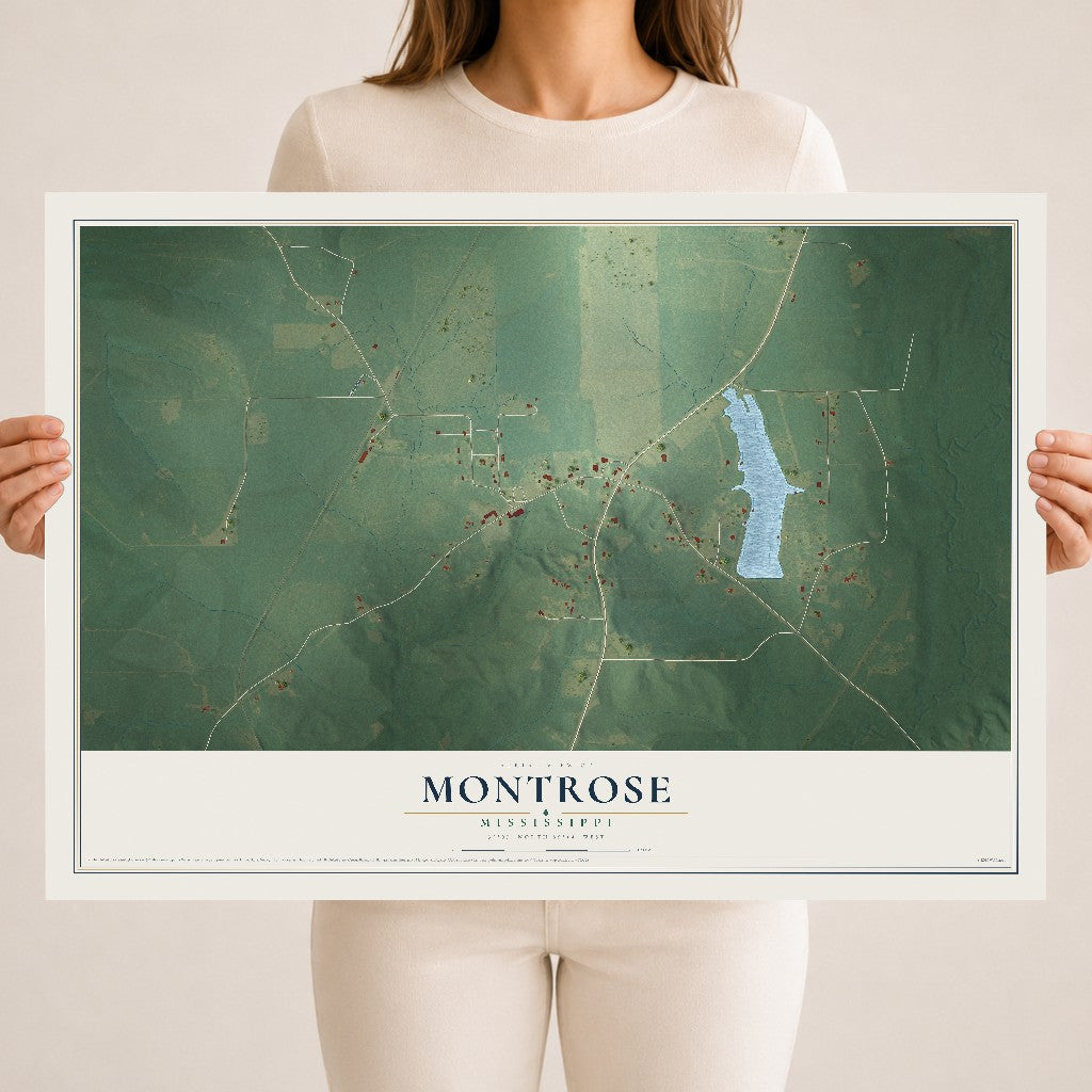 Map of Montrose, Mississippi, 18 x 24 inch unframed archival matte print