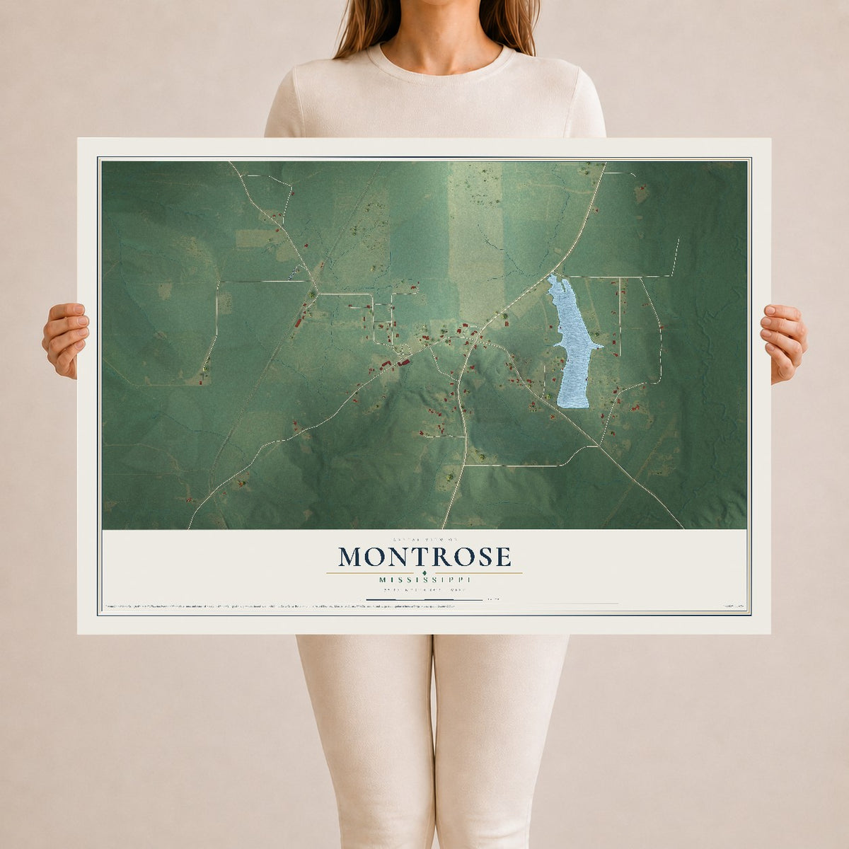 Map of Montrose, Mississippi, 24 x 36 inch unframed archival matte print