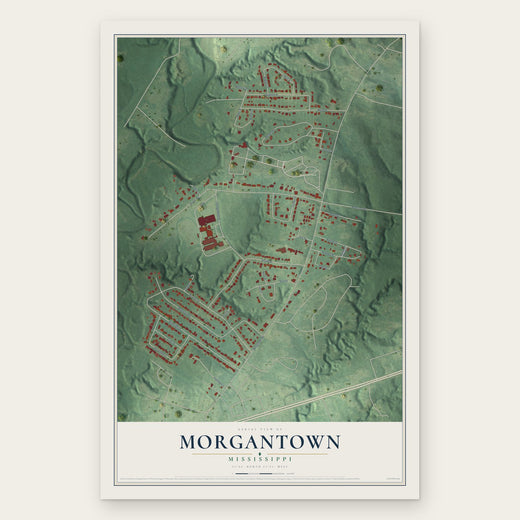 Morgantown, Mississippi map print, the full design