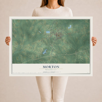 Map of Morton, Mississippi, 24 x 36 inch unframed archival matte print