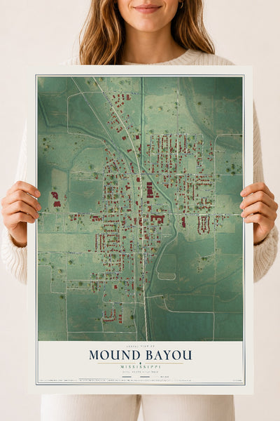 Map of Mound Bayou, Mississippi, 18 x 24 inch unframed archival matte print
