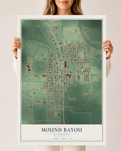 Map of Mound Bayou, Mississippi, 24 x 36 inch unframed archival matte print