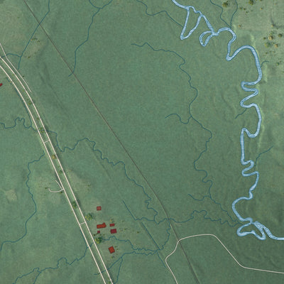 Second close-up of the map of Mount Olive, Mississippi print showing more streets and buildings