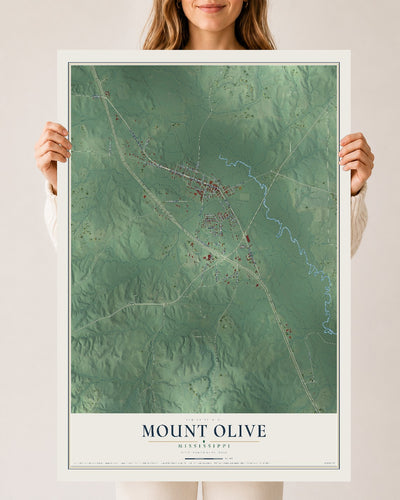 Map of Mount Olive, Mississippi, 24 x 36 inch unframed archival matte print