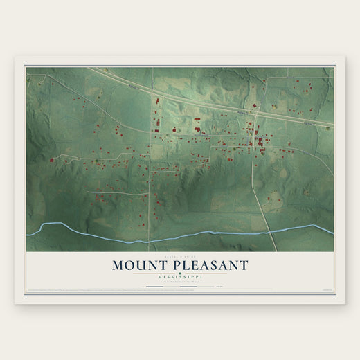 Mount Pleasant, Mississippi map print, the full design