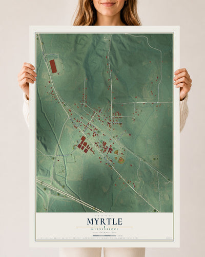 Map of Myrtle, Mississippi, 24 x 36 inch unframed archival matte print