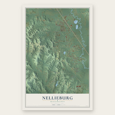 Nellieburg, Mississippi map print, the full design