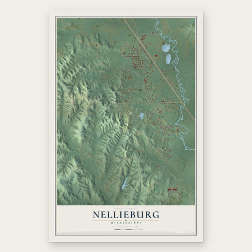 Nellieburg, Mississippi map print, the full design