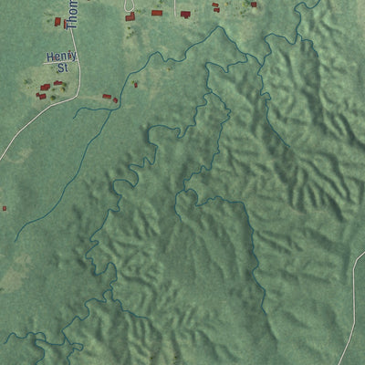 Second close-up of the map of New Augusta, Mississippi print showing more streets and buildings
