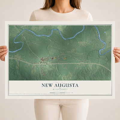 Map of New Augusta, Mississippi, 18 x 24 inch unframed archival matte print