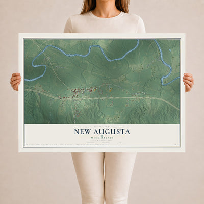 Map of New Augusta, Mississippi, 24 x 36 inch unframed archival matte print