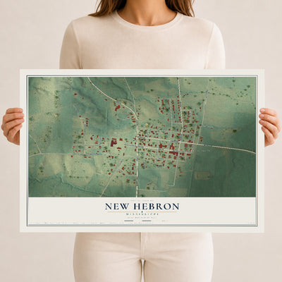 Map of New Hebron, Mississippi, 12 x 18 inch unframed archival matte print
