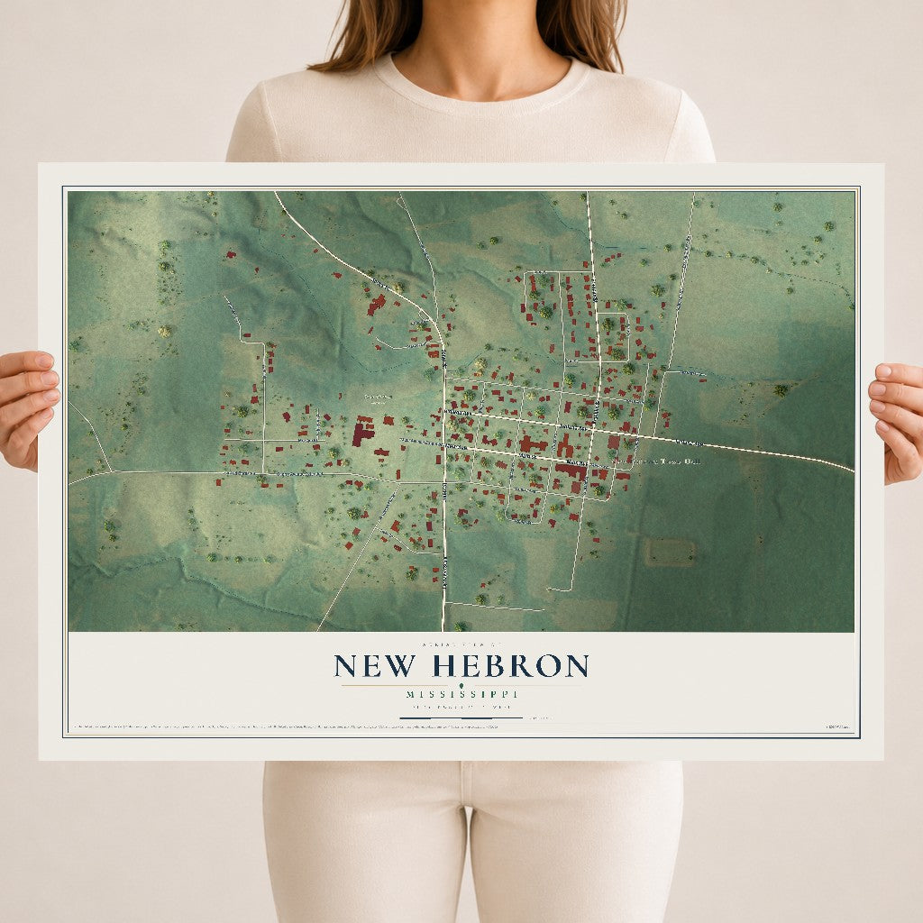 Map of New Hebron, Mississippi, 18 x 24 inch unframed archival matte print