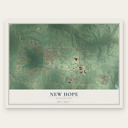 New Hope, Mississippi map print, the full design