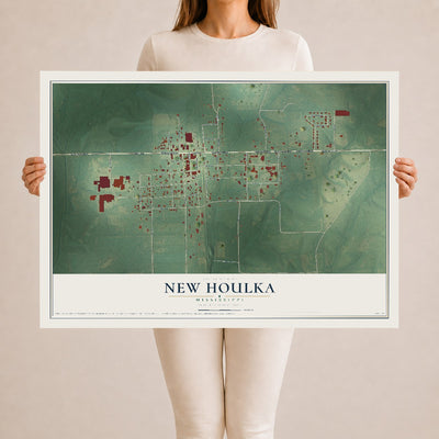 Map of New Houlka, Mississippi, 24 x 36 inch unframed archival matte print