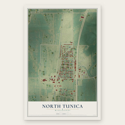 North Tunica, Mississippi map print, the full design