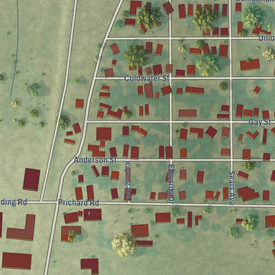 Close-up of the map of North Tunica, Mississippi print showing street and building detail
