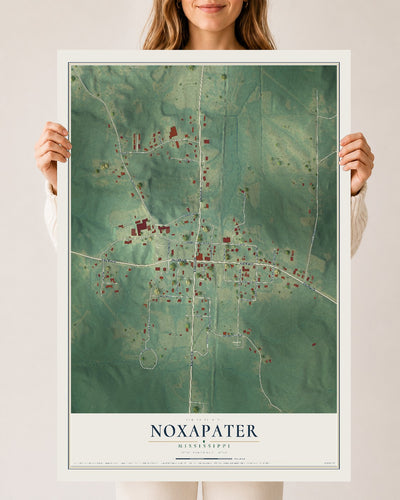 Map of Noxapater, Mississippi, 24 x 36 inch unframed archival matte print
